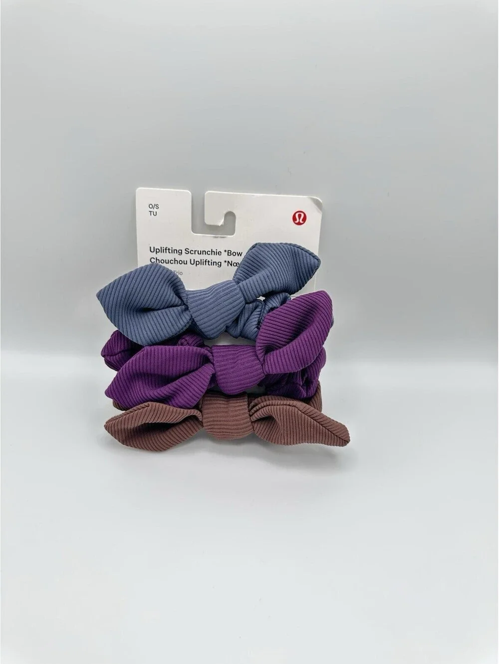 Lululemon Uplifting Bow Scrunchie 3 Pack (Shale Blue/Dramatic Magenta/Java)